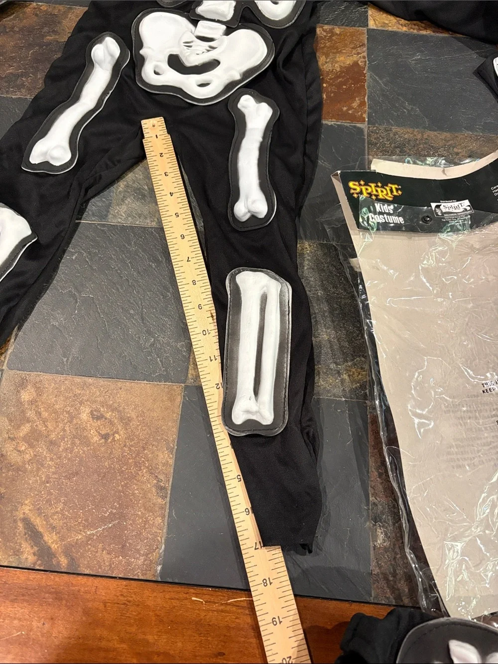 Spirit Black and White Kids Skeleton Costume with Hood and Gloves size large kid
